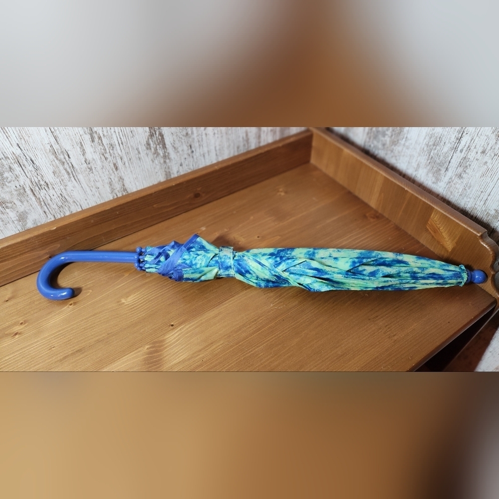 Blue and Green Tie Dye Kids Umbrella